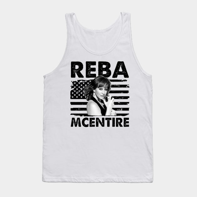 Retro Reba McEntire American Flag Music Gift Tank Top by Vapool